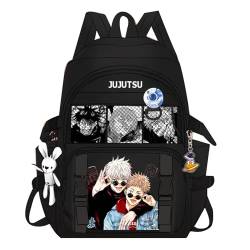 westtrend Anime Jujutsu Kaisen Laptop-Rucksack Fit 15,6 Zoll College Schultasche Wochenendtasche Gojou Satoru Yuuji Trendy Anime Print Rucksack Casual Travel Daypack von westtrend