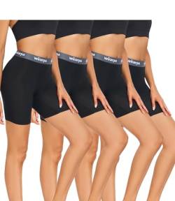 wirarpa Damen Boxershorts Panties Modal Radlerhose Kurze für Unter Kleid Anti Scheuern Unterhosen mit Bein 4er Pack Schwarz Größe 2XL von wirarpa