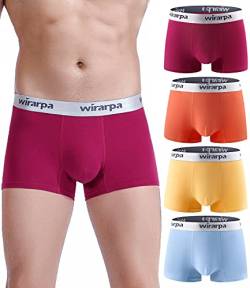 wirarpa Herren-Trunks Unterwäsche Baumwoll-Boxershorts Kurze Beinweite Weiche Herren-Unterhosen 4er-Pack Mehrfarbig L von wirarpa