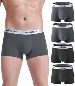 wirarpa Herren-Trunks Unterwäsche Baumwoll-Boxershorts Kurze Beinweite Weiche Herren-Unterhosen 4er-Pack Schwarz Grau S von wirarpa