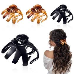 4 Stück Klaue Clips Haarklammern Haarspangen Damen Haarklammer Groß Hair Clip Haarklauenclips Damen Rutschfeste Haarnadel Haarkralle für Dickes und Dünnes Haar (2×Schwarz & 2×Kaffee) von wlertcop