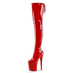 woileRQ Rote Overknee-Stiefel für Damen, 20,3 cm hohe Stöckelschuhe, sexy Overknee-Stiefel, modische Hochzeitsfeier-Club-Absatzschuhe,Rot,38 von woileRQ
