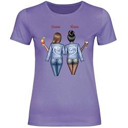 wowshirt Damen T-Shirt Personalisiert Geschenke für Beste Freundin zum Geburtstag BFF Individuell, Größe:XS, Farbe:Millennial Lilac von wowshirt