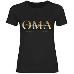 wowshirt Damen T-Shirt Personalisiertes Geschenk für Oma Kinder Namen und Geburtsjahr Muttertag, Größe:3XL, Farbe:Black von wowshirt