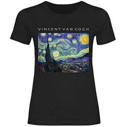 wowshirt Damen T-Shirt Van Gogh Sternennacht Kunst Gemälde Art, Größe:M, Farbe:Black von wowshirt