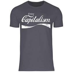 wowshirt Herren T-Shirt Enjoy Capitalism Kapitalismus Politik Geld Selbständig Unternehmer, Größe:M, Farbe:Dark Grey (Solid) von wowshirt