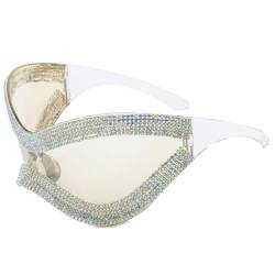 xbiez Futuristische Sonnenbrille mit Strassrahmen für Mädchen, Subkultur, Party, Fotografieren, Werkzeuge, Outdoor, Karneval, Camping, Dekorationen von xbiez