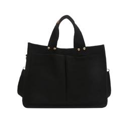 xbiez Trendige Handtasche, stilvolle Canvas-Umhängetasche, Kuriertasche für Damen und Mädchen, Schwarz von xbiez
