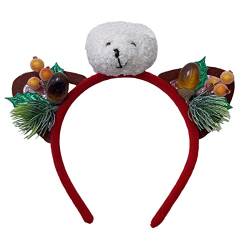 xbiez Weihnachts-Ohr-Stirnband, Haarreif, Weihnachtsbär Stirnband, Weihnachts-Haarband mit Tannennadel, Tannenzapfen, Haarschmuck von xbiez