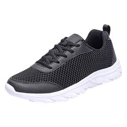 xiongwei Sneaker 44 Herren Flache Leichte Mesh Atmungsaktive Einfarbig Schuhe Herren 461/2 (White, 44) von xiongwei