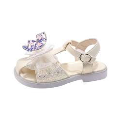 xiongwei Sportschuhe Kinder Mädchen Mode Strass Schmetterling Weichen Boden Baotou Prinzessin Sandalen Bequeme Rutschfeste Strandschuhe Mädchens Sandalen (Beige, 26 Toddler) von xiongwei