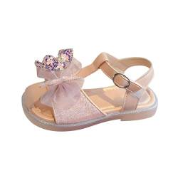 xiongwei Sportschuhe Kinder Mädchen Mode Strass Schmetterling Weichen Boden Baotou Prinzessin Sandalen Bequeme Rutschfeste Strandschuhe Mädchens Sandalen (Pink, 26 Toddler) von xiongwei