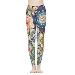 xixirimido Leggings für Damen, Übergröße, Yogahose, Fitnessstudio, Strumpfhose, Bauchkontrolle, Po, Lifting, Activewear, Boho Floral, L von xixirimido