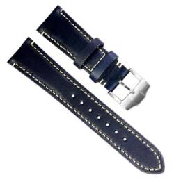 yaponuk Braun Schwarz Vintage Retro Italien Echtleder Armband Für Tudor Uhrenarmband Mit Schmetterlingsschnalle(Blue silver pin) von yaponuk