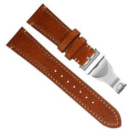 yaponuk Braun Schwarz Vintage Retro Italien Echtleder Armband Für Tudor Uhrenarmband Mit Schmetterlingsschnalle(Brown silver buckle) von yaponuk