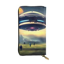 yefan UFO Landing Wallet, Damen-Geldbörse mit Reißverschluss, lange Geldbörse, Multi-Karten-Organizer, Geldbörse und Clutch-Geldbörse, Schwarz , Einheitsgröße von yefan