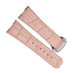 yeziu 17mm 23mm Echtes Leder Uhrenarmband Für Omega Constellation Double Eagle Serie Männer Frauen Armbänder Armband(Pink,17mm gold Clasp) von yeziu