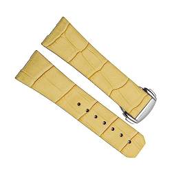 yeziu 17mm 23mm Echtes Leder Uhrenarmband Für Omega Constellation Double Eagle Serie Männer Frauen Armbänder Armband(Yellow,17mm Silver Clasp) von yeziu