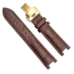 yeziu Echtes Lederarmband für GC-Armbanduhren mit Kerbe für Herren und Damen, mit Edelstahl-Schmetterlingsschließe(Brown Gold,22-13mm) von yeziu