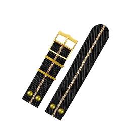 yeziu Nylon-Gewebearmband für Omega Seamaster 300 Canvas-Armband, 20 mm, 22 mm, Nieten-Armbänder(A30 gold buckle,20mm) von yeziu