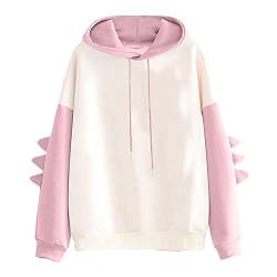 yiouyisheng Damen Teenager Mädchen Dino Hoodie Kawaii Dinosaurier Kapuzenpullover Cartoon Sweatshirt Niedlich Pullover mit Kapuze Sweater Cute Pulli Klamotten Kleidung Geschenke von yiouyisheng