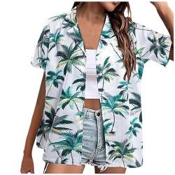 yiouyisheng Hawaii Outfit Damen Hawaiihemd Kurzarm Hawaii Hemd Damen Hawaii Bluse Sommer Button Down Hawaii Shirt Strand Reise Party Hemd Funky Aloha Sommerhemd Casual Hawaiibluse Hawaii Hemden von yiouyisheng