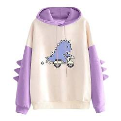 yiouyisheng Kapuzenpullover Damen Hoodie Dinosaurier Kawaii Pullover Cute Dino Kapuzenpulli Pulli Freizeit Sport Langarm Oberteile Sweatshirt mit Kapuze Autumn Winter Mädchen von yiouyisheng