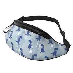 Gürteltasche mit süßem Dinosaurier-Motiv, für Damen und Herren, verstellbarer Gürtel, für Reisen, Wandern, Radfahren, Laufen, Festival, Rave, Blau, Schwarz , Einheitsgröße, Hüfttaschen von zekiooofkwo