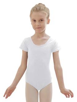 zffriction Ballettanzug Mädchen Ballettkleidung Kinder Ballett Trikot Turn-Leotards Gymnastik Turnanzug Trikot aus Baumwolle für Mädchen Damen(120,Weiß) von zffriction