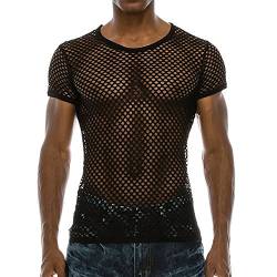 zhandouji Herren Sexy Muskel Transparent Tops Ärmellos Netz Tank Top T-Shirt Clubwear Karneval Party Netzshirt Netzoberteile Unterhemd von zhandouji