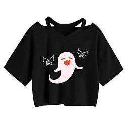 Genshin Impact Kawaii Weste Cartoon Hutao Klee Print T-Shirt Damen Mädchen Crop Top Y2k Kleidung (S,Color 05) von zhedu