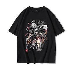 Japanisches Anime Demon Slayer T-Shirt Kimetsu No Yaiba Grafik Kurzarm Übergroßes Unisex Manga Kleidung Top (L,Kamado Nezuko) von zhedu