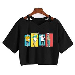Manga Japanisches Anime Jujutsu Kaisen T-Shirt Frauen Gojo Satoru Crop Tops Yuji Itadori Grafik T-Shirts Coole T-Shirt Kleidung (XL,Color 02) von zhedu