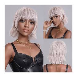 Perücken Kurze weiße Perücken for schwarze Frauen, tägliches Cosplay, natürliches glattes Haar, Bob-Perücke mit Pony, hitzebeständige synthetische Perücken Die besten Perücken aus Echthaar von zhongqunli