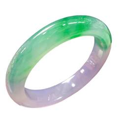 zhuBAOHE Natürliches violettes Jade-Armband, wohlhabendes Glücks-Jade-Armreif, Amulett für Frauen, glückliches Jade-Feng-Shui-Schutzarmband, Zertifikat,Natural,58mm von zhuBAOHE