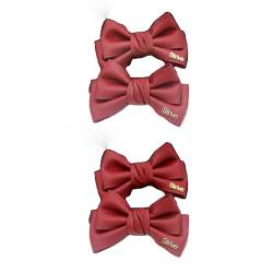 zhuBAOHE Schuhclips mit Schleife, abnehmbare Schuhanhänger, Lederschuhschnalle mit Schleife, Abendschuhe für Hochzeit, Party, Abschlussball, Dekoration,4pcs,Rot von zhuBAOHE