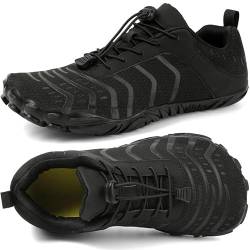 Barfußschuhe Herren Damen Breite Barfussschuhe Traillaufschuhe Weit Five Finger Zehenschuhe Minimalistische Zero-Drop Sohlen Wanderschuhe Fitnessschuhe Komfort Leicht Laufschuhe Unisex(Schwarz 37EU) von ziitop