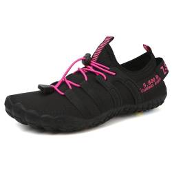 Wasserschuhe für Damen und Herren Barfußschuhe Unisex Badeschuhe Schnell Trocknend Strandschuhe Leicht Fitnessschuhe Weich Surfschuhe Poolschuhe für Tauchen,Surfen,Wandern,Yoga(Schwarz Rosa,39EU) von ziitop