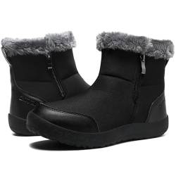 Winterstiefel Damen Wasserdicht Warm Winterschuhe Plush Gefütterte Schneestiefel Winter Kurzschaft Rutschfeste Stiefel Boots Flach von ziitop