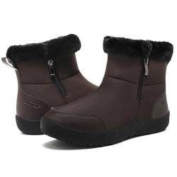 Winterstiefel Damen Wasserdicht Warm Winterschuhe Plush Gefütterte Schneestiefel Winter Kurzschaft Rutschfeste Stiefel Boots Flach von ziitop