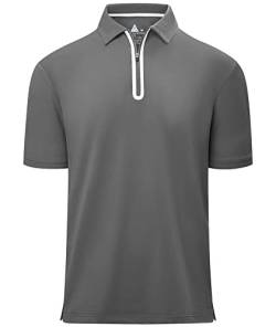 zitysport Poloshirt Herren mit Zipper Kurzarm Basic Polo Hemd Schnelltrocknend Golf T-Shirts Sport Atmungsaktiv Outdoor mit Reißverschluss Shirt Männer Casual Poloshirt(Dunkelgrau-3XL) von zitysport