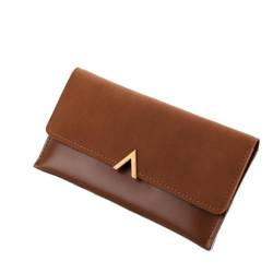 zouxangzz Hochwertige, lange Geldbörse, einfache mattierte Geldklammer, 3-fach gefaltet, Damen-Clutch, coffee, L, Modern von zouxangzz