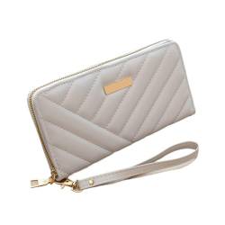 zouxangzz Simple Long Damen Geldbörse Pure Color Twill Single Pull Coin Purse Portable Bag (Grau), grau, M, Casual von zouxangzz