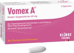 VOMEX A Kinder-Suppositorien 40 mg 5 St von Klinge Pharma GmbH