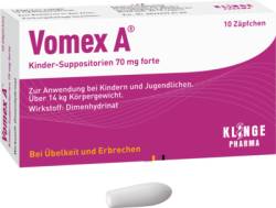 VOMEX A Kinder-Suppositorien 70 mg forte 10 St von Klinge Pharma GmbH