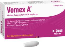 VOMEX A Kinder-Suppositorien 70 mg forte 5 St von Klinge Pharma GmbH